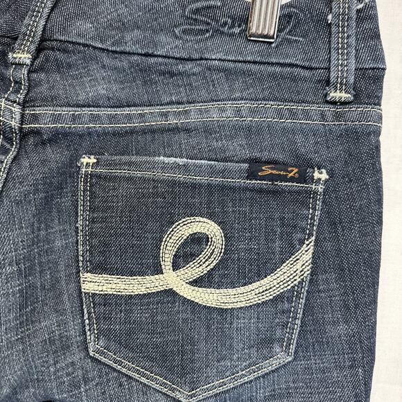 Seven7 Jeans Womens Size 4 Bootcut Blue Dark Wash Flare Stretch Denim - Picture 8 of 13